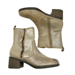 Clarks Nevella Devon metallic dark taupe boots 7 cowgirl rodeo western boho